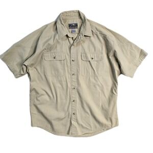 Vintage EMS Men's  Button Up Shirt Large  Outdoor Beige